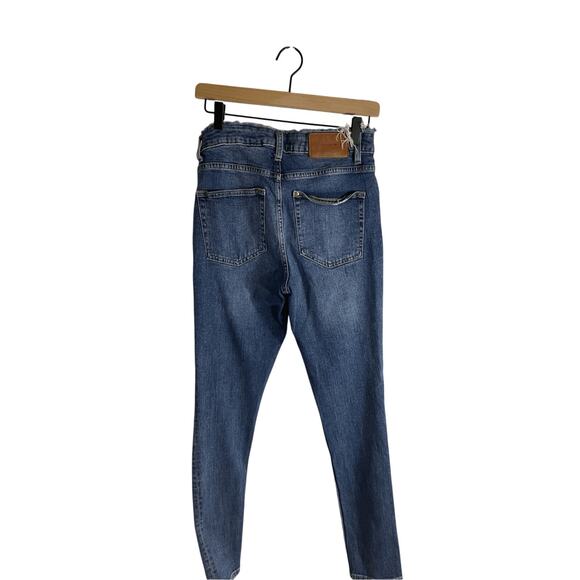 H & M Distressed Raw Hem High Rise Streetwear Comfy Indie Skinny Jeans SZ 28 - Picture 7 of 9